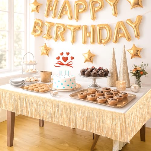 G2PLUS 2m Champagne Gold Fringe Garland, 20cm Sparkly Tinsel Fringing, Glitter Tinsel Garland, Shiny Backdrop Party Streamers for Birthday Wedding Prom Decoration - Image 6