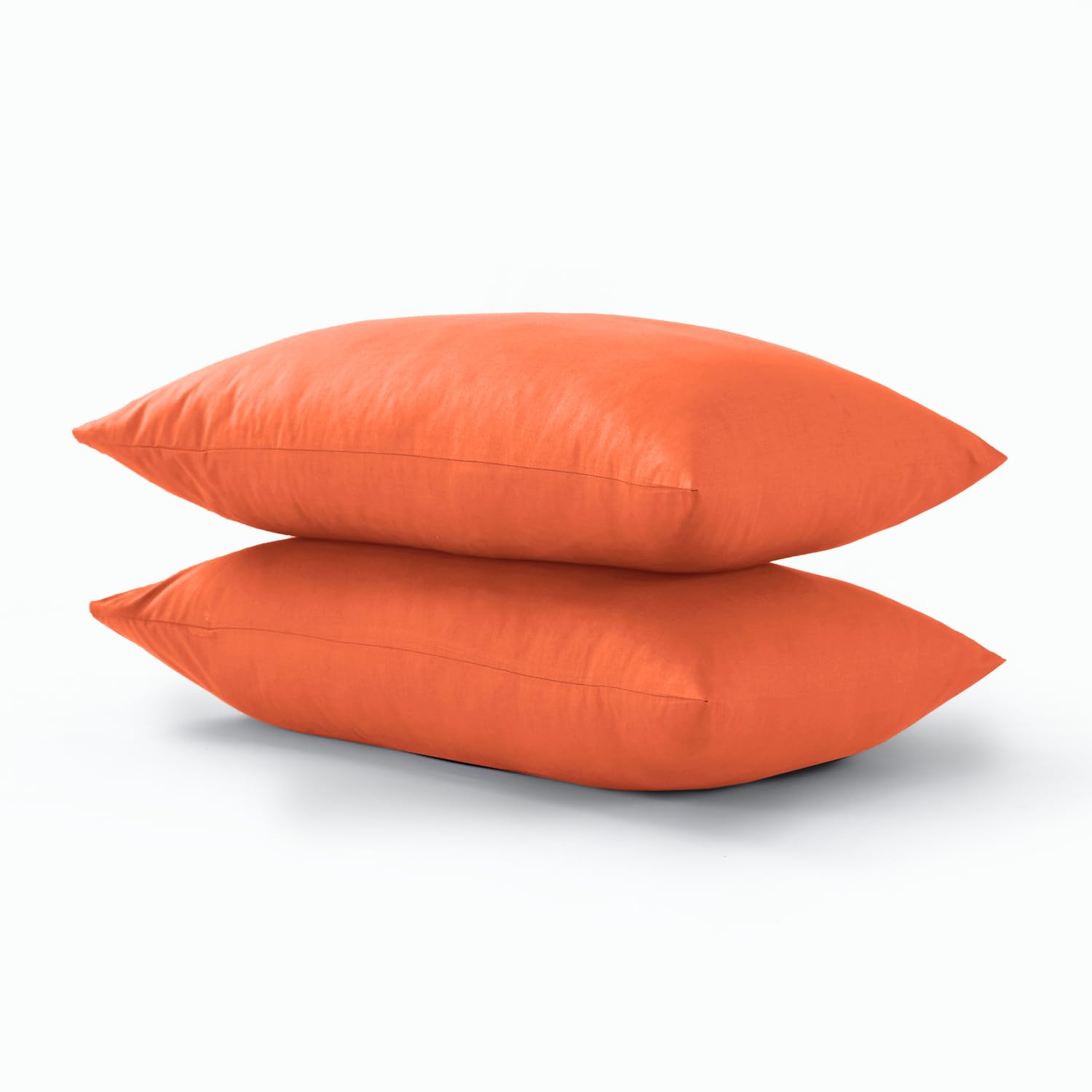 CHARKHAH Pair of Polycotton Standard Housewife Oxford Pillowcases and 100% Cotton Flannel Jersey Pillow Covers Protectors Dyed in Trendy Colors