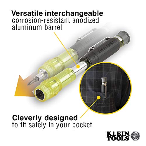 Klein Tools 32614 Multi-bit Precision Screwdriver Set, 4-in-1 Electronics Pocket Screwdriver, Professional Phillips and Slotted Bits