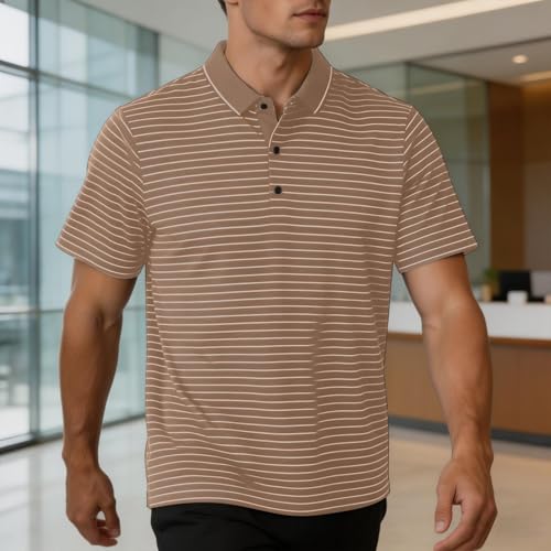 Camisas Polo de Golf a Rayas para Hombre con Cuello Polo Manga Corta Casual miniatura 2