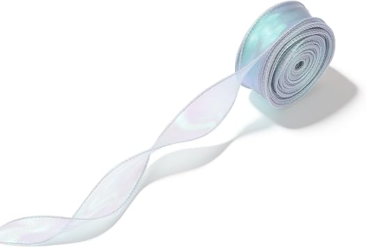 Iridescent Ribbons, 1.7" W x 40 Yards Sheer Shiny Chiffon Ribbon for Bridal Bouquets Party Decoration Gift Wrapping Bow Making