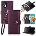 Antsturdy for Motorola Moto G Stylus 2021 Wallet Case,PU Leather Folio Flip Protective Cover with Wrist Strap [RFID Blocking] [Zipper Poket] Credit Card Holder [Kickstand Function] Women Wine Red