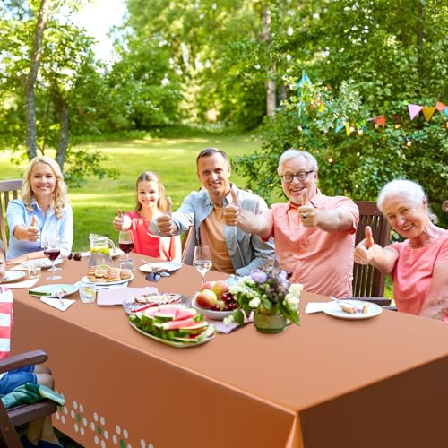 Image of Oudain 4 Pack Cielito Lindo Party Decoration Mexican Tablecloth Disposable Plastic Terracotta Mexican Cielito Lindo Baby Shower Table Decor Wedding Birthday Party Decorations(Flower,Green and Cream)