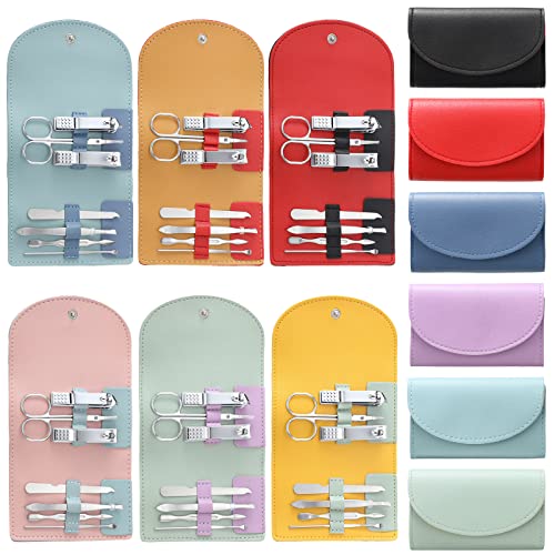 Lanties 12セット 爪切り ペディキュアキット 7イン1 ステンレススチール プロフェッショナルマニキュアセット ネイルケア ペディキュアツール 豪華なトラベルバッグ付き グルーミングキット レディース メンズ 旅行 ホーム サロン 6色