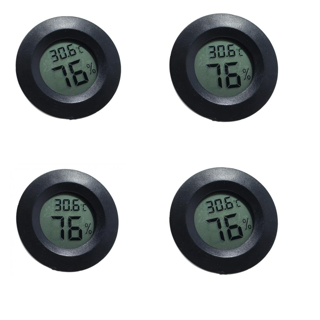 CALANDIS™ 4X Round Digital Thermometer Humidity,LCD Display for Reptile Tank Black | Reptile Supplies-image-40