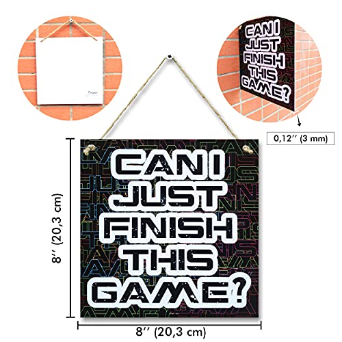 Carispibet Can I Just Finish This Game? | Home Decorative Sign Bedroom Wall Art Gaming Ornament Game Room Decor 8" X 8" #TOP1