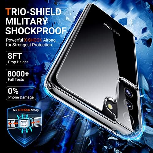 TORRAS Military Diamond Clear Samsung S22 Case [Never Yellowing][Military Shockproof Protection] S22 Phone Case Clear Slim Thin Protective Hard Back with Soft Bumper Samsung Galaxy S22 Case 5G Clear