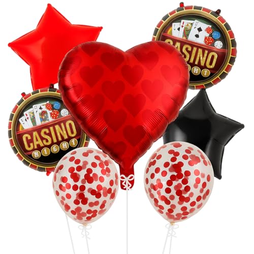 Image of AMFIN (Pack of 7) Casino Theme Foil Balloon Set, Elevate Your Party Heart- Multi