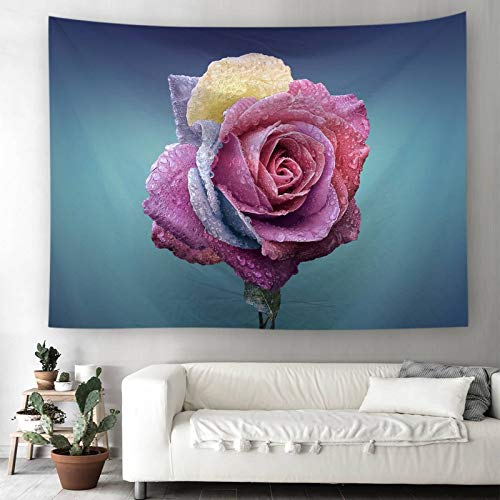 Toile imprimé mode multicolore en grand format 200x150cm motif fleur rose chic