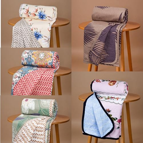 Image of HOMEKART Super Soft Cotton Printed Dohar |AC Blanket| Quilt /Duvet for Double Bed 90x86in, 250 GSM -Value Pack Bulk Bedding Set for Hotels, Hostels, PGs & Wholesale Ideal for Diwali Gifting- Pack of 5