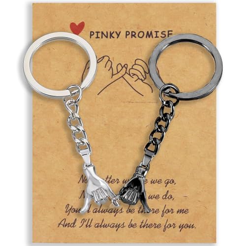 AmoraKiva Gift for Boyfriend Girlfriend Pinkie Promise Matching Keychain