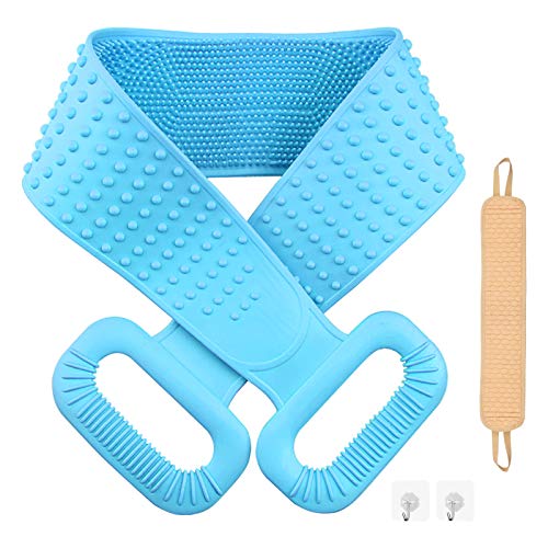 ColorBerry2Pack Lengthen Silicone Back Scrubber for Shower, Exfoliating Silicone Body Scrubber, Silicone Body Brush, Deep Cleaning, Excellent Forming, Environmental, Long Service Life for Women & Men