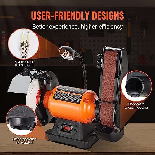 Image of VEVOR 8 Inch Bench Grinder, Bench Grinder Sander with 2 x28 Inch Belt Sander Combo and 2.5A Induction Motor for Metalworking Sharpening Grinding
