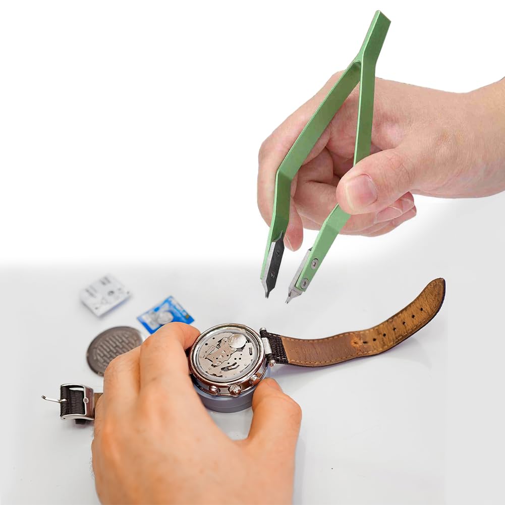 Ejoyous Horloge-veerpenpincet, V-vormige horlogeveer, staafgereedschap, veerpengereedschap, tang, veertang, verwijderaar, horlogereparatiegereedschap voor horloges, reparatieset