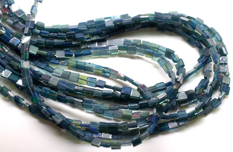 Opale noire d'Éthiopie perles rectangle 5x4mm pour création bijoux DIY