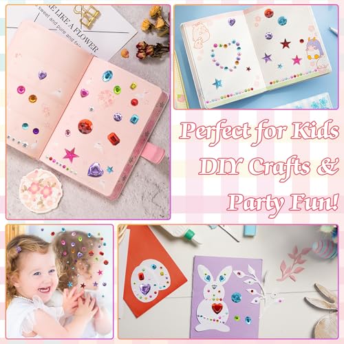 Image of 2442PCS Gem Stickers for Kids - Self Adhesive Rhinestone Stickers, Bling Acrylic Heart Stickers and Gems for Crafting, Stick On Gems for Scrapbooking, DIY Crafts, Card Making, Decorationsl