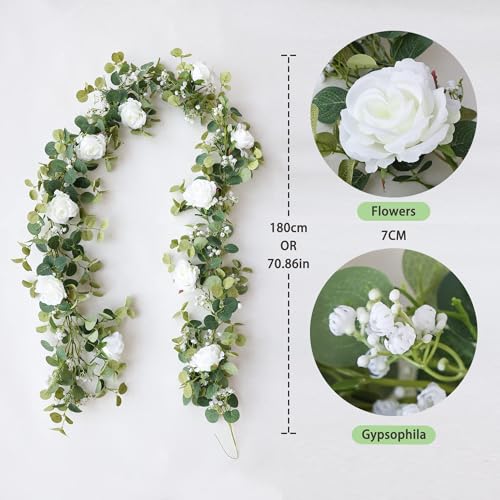 Annaswhimsy591ftartificialeucalyptusgarlandwithflowersfakeflowerrosegypsophilafauxfloralgreenerygarlandforweddingspringhomepartycraftarttablerunnerdecor  Urban Country Home Decor Annas whimsy 591ft artificial eucalyptus garland with flowers fake flower rose gypsophila faux floral greenery garland for wedding spring home party craft art table runner decor  urban country home decor
