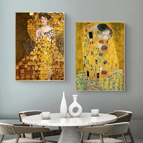 Tableau Klimt Le Baiser poster art abstrait déco salon moderne 30x42cm
