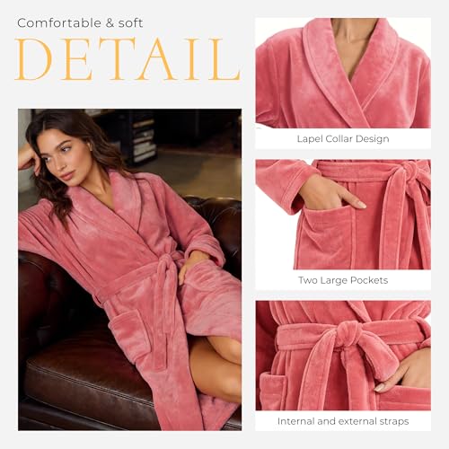 Image of HEARTNICE Womens Fleece Robes, Soft Plush Long Bathrobe, Thick Kimono Robes for Womens, Warm House Coat