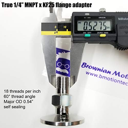 Image of bmotiontech MNPT x KF25 flange fitting (ISO-KF KF25 QF25 NW25) (1 /4 inch MNPT, 1PC adapter only)