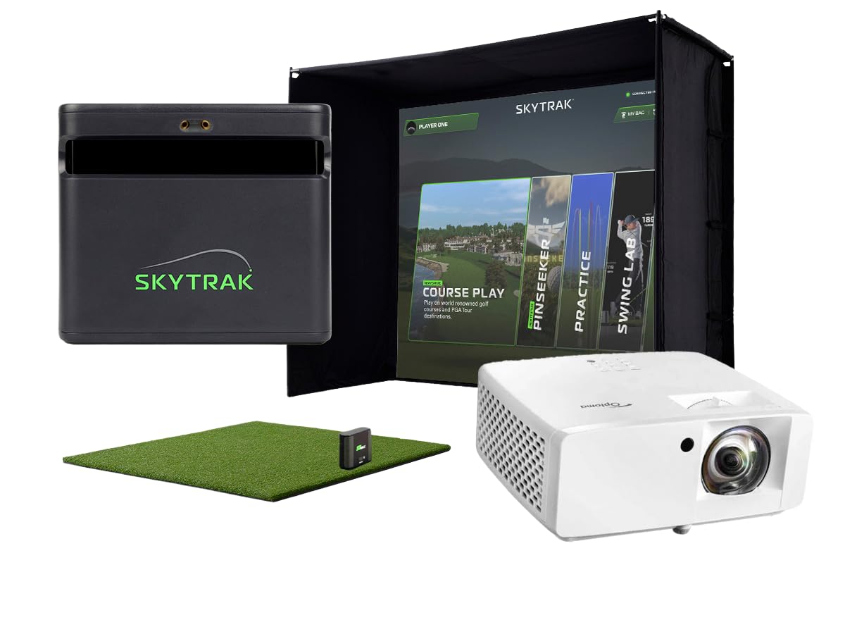SkyTrak ST MAX Golf Simulator Standard Studio Package Complete Home Simulator with Launch Monitor Enclosure Screen 5 5