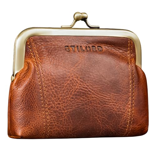 STILORD Goldie Petit Porte Monnaie Femme Cuir véritable Vintage Portefeuille Fermoir Clic Clac Retro Portefeuille pour Femme Cuir Porte-Monnaie à Clip...