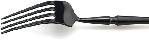 Miniatura 9 de JASHII Juego de cubiertos de pulido de espejo negro de lujo, juego de 20 piezas de cubiertos de acero inoxidable 1810, juego de cubiertos de