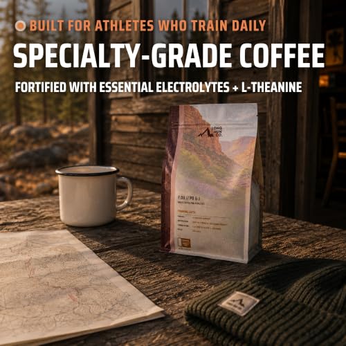 Image of Long Run Coffee - Daily Coffee for Athletes with Essential Electrolytes & L-Theanine - Hydration Protection + Easy on Stomach + Natural, Sustained Energy + Recovery for Runners and Athletes [Freshly Ground, Decaf]