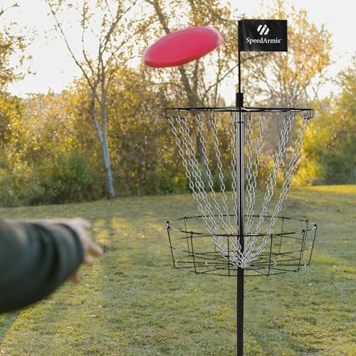 SpeedArmis Disc Golf Basket Targets - Portable Golf Baskets with Heavy Duty 12 Double Steel Chains, Professional Disk Golf Basket, Come with 3pcs Disc Golf Discs - Thumbnail 2