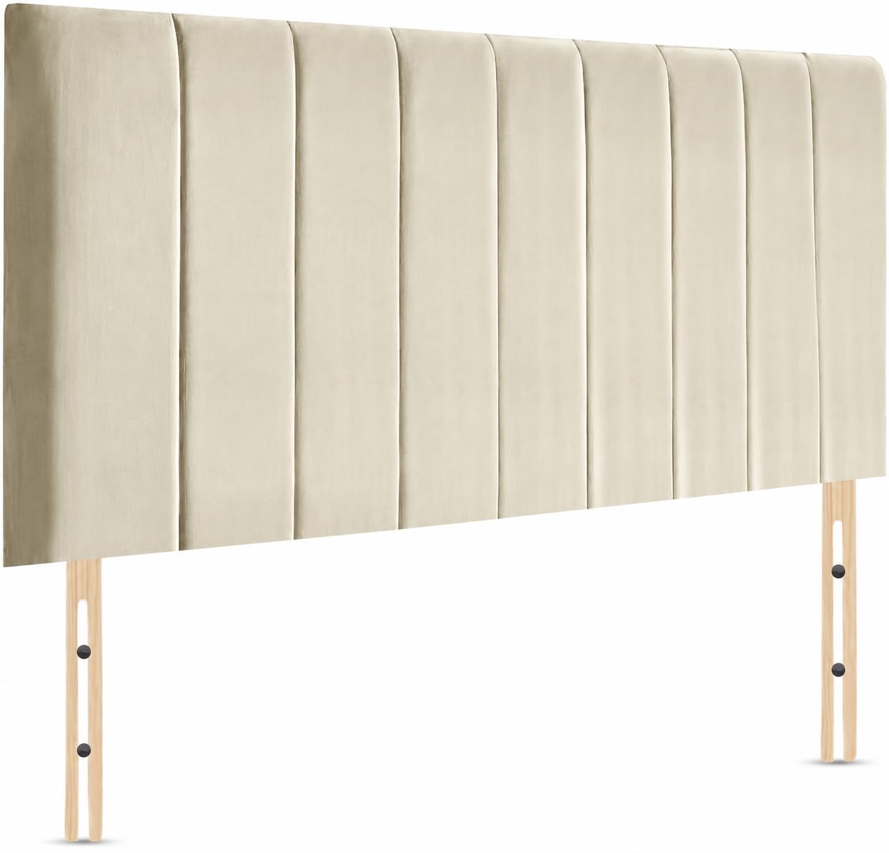 Elixir Portland Divan Bed Headboard | Elegant Plush Velvet Fabric Headboards for 4ft6 Double size Bed | Cream color with wooden material Stylish headboards for beds (Cream, 4ft6 Double Height-20inch)