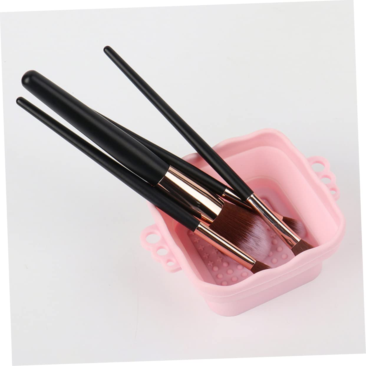 HAPINARY Makeup Brush Cleaning Bowl Set 2pcs Makeup Brush Cleaner Silicone Brush Cleaner Drying Net