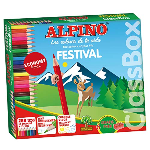 Lapices de colores alpino festival classbox caja de 288 unidades 12 colores surtidos