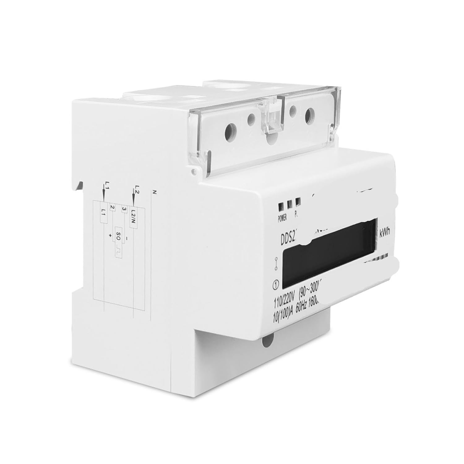 100A 110V/220V 90-300V 60HZ Single Phase Three Wire Din Rail KWH Watt Hour Din-Rail Energy Meter LCD for America