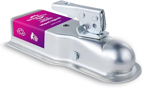 Miniatura 7 de Acoplador de remolque ajustable de 2 pulgadas con pestillo de gatillo SAE Clase IV 8000 libras para remolque RV, barco, cámper (negro)