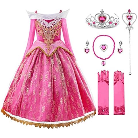 JerrisApparel Girls Princess Lace Dress Off Shoulder Party Fancy Costume Sets (3 Years, Pink with Accessories) Cover