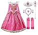 JerrisApparel Mädchen Prinzessin Spitze Kleid Rosa Schulterfrei Party Kostüm Verkleidung (7 Jahre, Rosa Mit Zubehör)