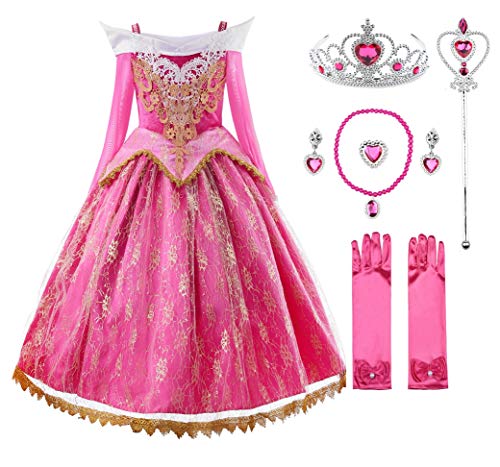 JerrisApparel Girls Pink Princess Costume Halloween Cosplay Party Dress up (Pink with Accessories, 5) by JerrisApparel - Used condition - US$21.28