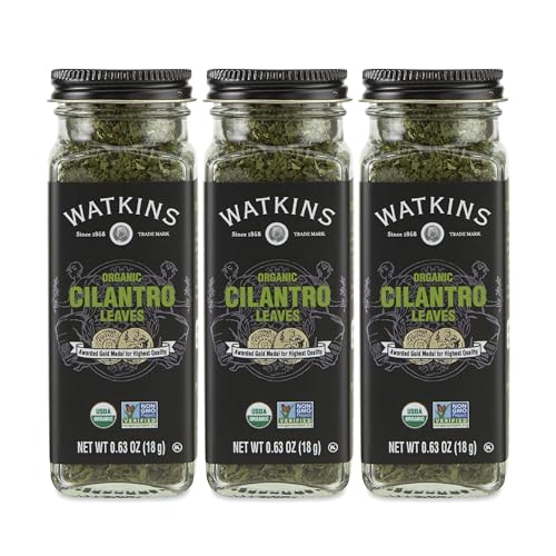 Image of Watkins Gourmet Organic Spice Jar, Cilantro Leaves, 0.63 Ounce Jar, 3-Pack