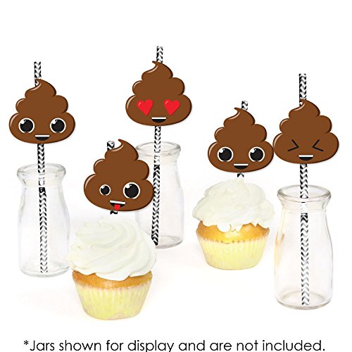 Decoración Pitillos de Papel Poop Emoji Set 24 miniatura 4