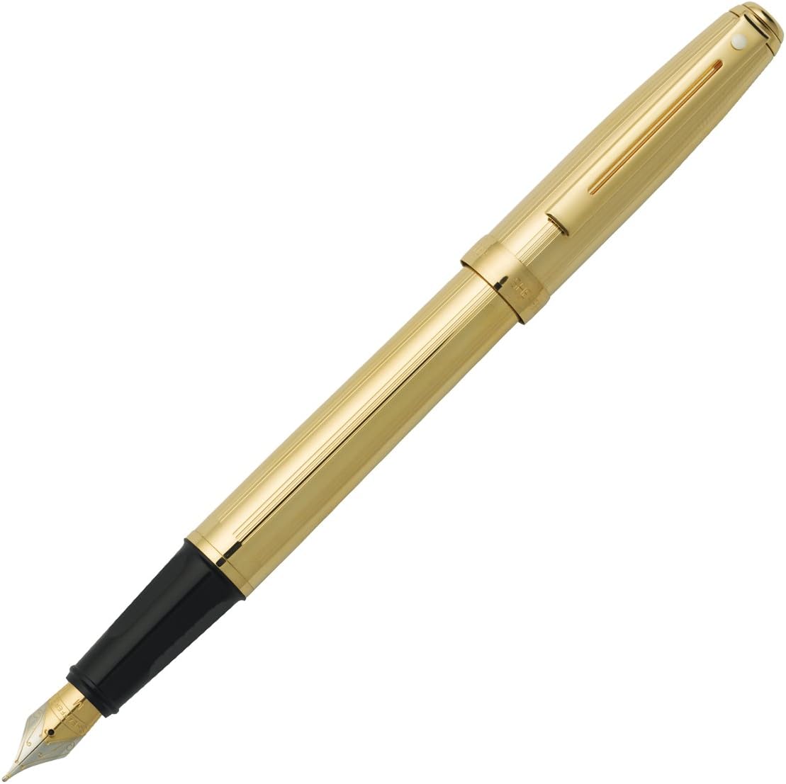 Sheaffer Prelude Broad Nib Fountain Pen, Fluted 22KT Gold Plate, 22KT Gold Trim (E036863)