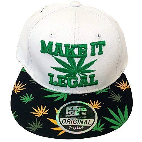 Gorra con visera plana de King Ice, con diseño de plantas de marihuana, unisex Make it Legal Taille unique