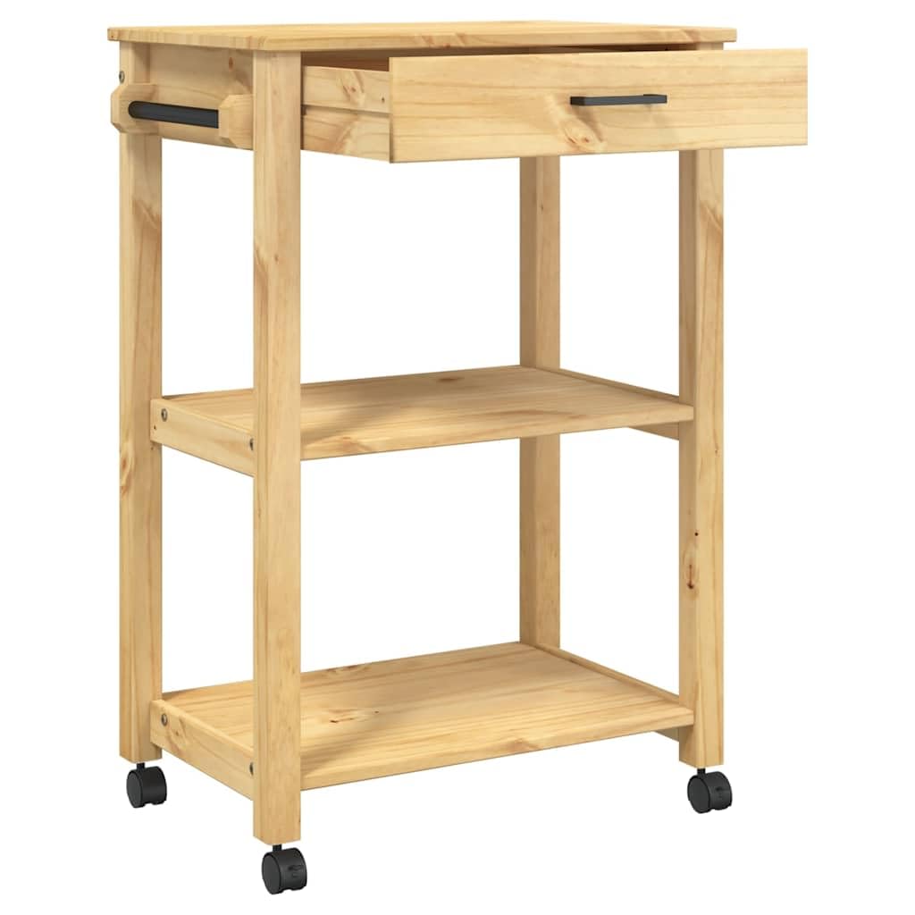 vidaXL Küchenwagen, Servierwagen mit viel Stauraum, Beistellwagen für Küche Wohnzimmer Badezimmer, Trolley Küche Küchenregal Gemüsewagen, Massivholz Kiefer