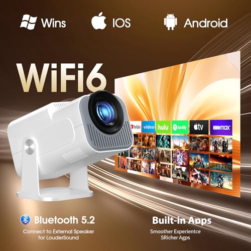 Miniatura 6 de [App Integrada] 2026 Upgraded Proyector Portátil 1920x1080P 4K Supote Videoproyector Dual Control WiFi 6 BT5.2 180° Rotation Compatible con HDMI/TV Stick/USB/Laptop, Blanco