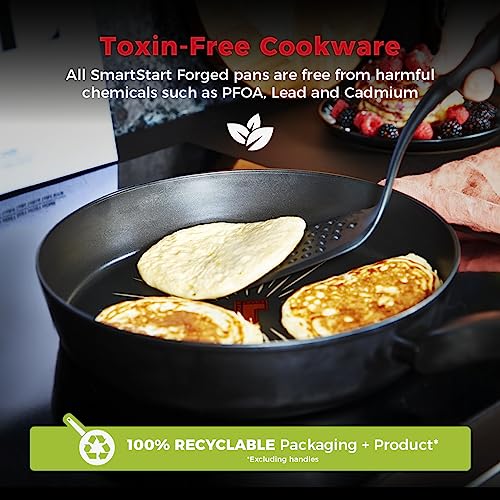 Image of Tower T800303 SmartStart Forged 32cm Aluminium Frying Pan with Easy Clean Aeroglide Non-Stick, 8x Stronger, Induction Compatible, Oven Safe, Long Lasting, PFOA Free