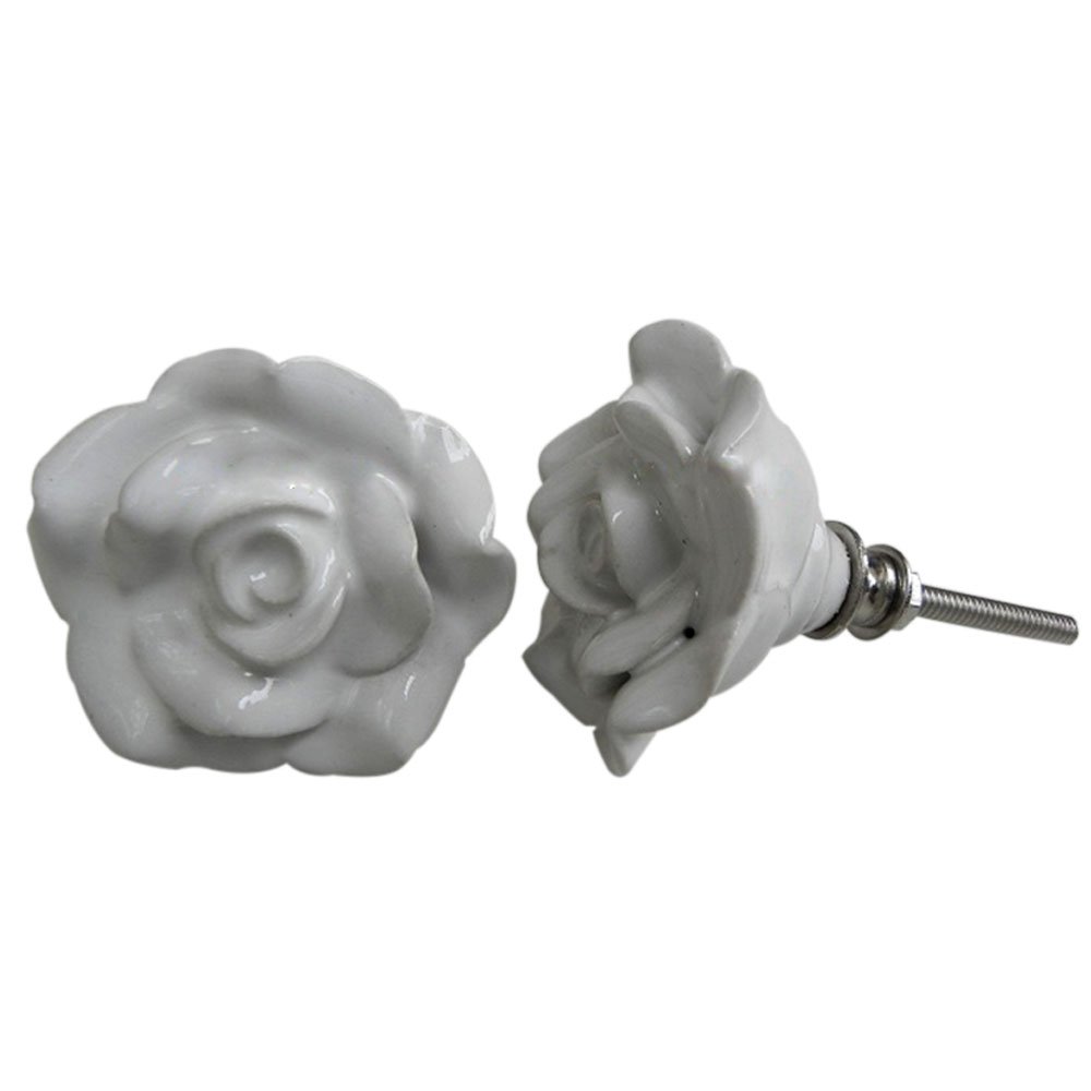 IndianShelf 2 Pack White Rose Flower Shape Ceramic Premium Drawer Knobs for Kitchen Cabinet Hardware Door Pulls Decorative Dresser Artisanal (B08ZSG5Z2Z) Amazon Price History, Amazon Price Tracker