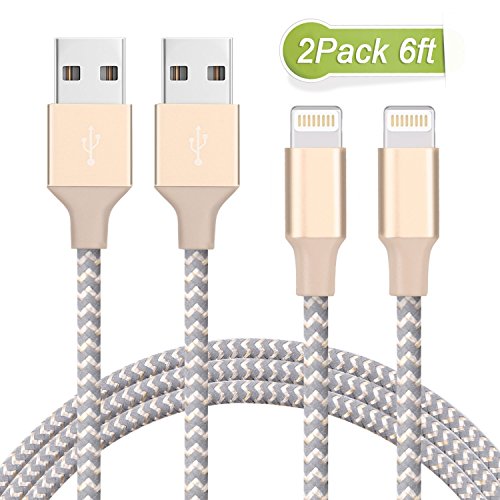 iPhone Charging Cables, MarchPower 2Pack 6FT Lightning to USB Cable, Charging & Syncing USB Data Cable for iPhone 7 7 Plus SE 6s Plus 6 5s 5c 5 iPad Air mini 4th Gen iPod nano touch (Champagne Gold )