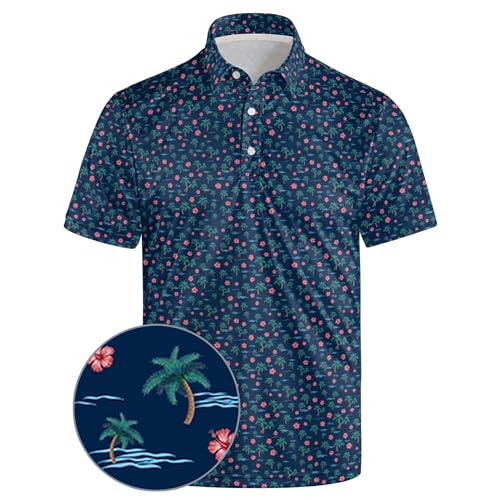 wunjqen Palm Tree Quick Dry Golf Shirt