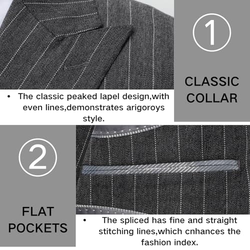 Men's Classic 3 Piece Stripe Suit, Elegant Business Wedding Tuxedo with Jacket, Vest, Pants, Two Button Design NEW20253