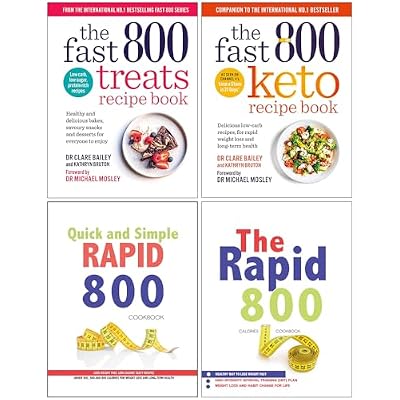 The Fast 800 Treats Recipe Book, The Fast 800 Keto Recipe Book, Quick and Simple Rapid 800 Cookbook & The Rapid 800 Cookbook 4 Books Collection Set