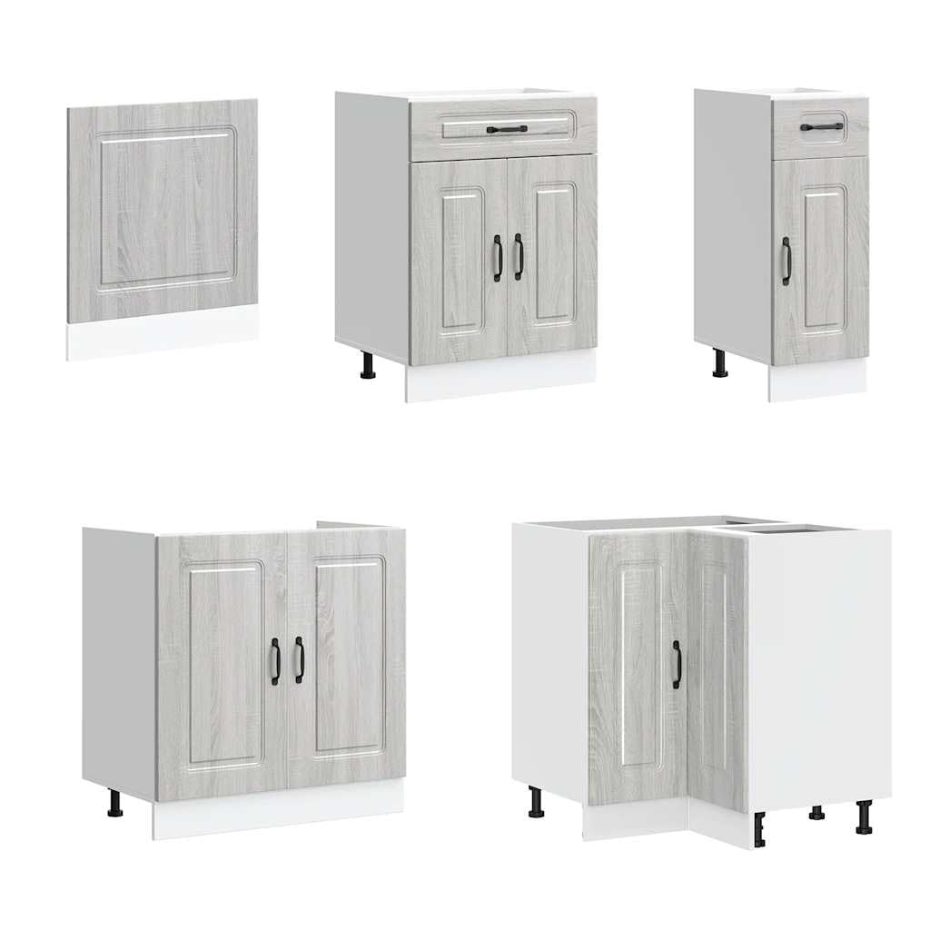 Set di mobili da cucina Kalmar, 11 pezzi, in legno Sonoma, versatile, con molto spazio, piedini regolabili, facile da pulire, per cucine e sale da pranzo moderne, con organizer per stoviglie